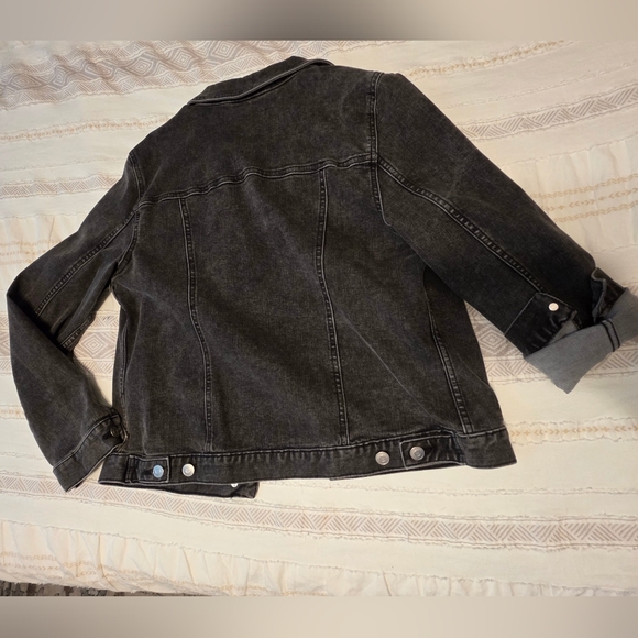 time and tru black denim jacket size large jean jacket womans stretch - Picture 5 of 5